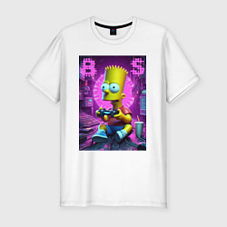 Футболка slim-fit Bart Simpson - cool gamer, цвет: белый