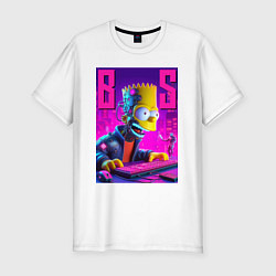 Футболка slim-fit Bart Simpson - cyber gamer, цвет: белый