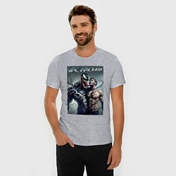 Футболка slim-fit Eddie and Venom - ai art fantasy, цвет: меланж — фото 2