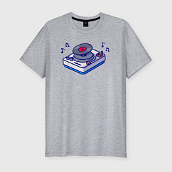 Футболка slim-fit Музыкальный виниловый проигрыватель, цвет: меланж