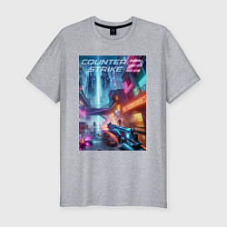 Футболка slim-fit Counter Strike 2 - metropolis, цвет: меланж