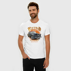 Футболка slim-fit Ретро гараж и автомобиль Chevrolet 210 Deluxe, цвет: белый — фото 2