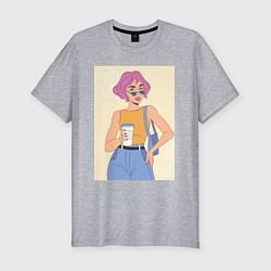 Футболка slim-fit Капучино вайб, цвет: меланж