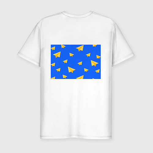 Мужская slim-футболка Желтый самолетик / Белый – фото 2