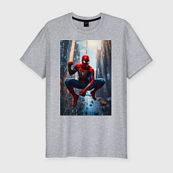 Футболка slim-fit Spider Man на страже справедливости, цвет: меланж