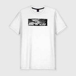 Футболка slim-fit Внедорожник, велосипед и тропы, цвет: белый