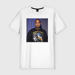 Футболка slim-fit Канье Уэст пивозавр, цвет: белый