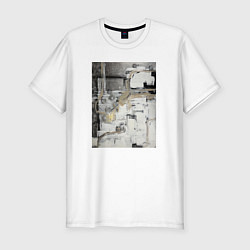 Футболка slim-fit Черно-бежевая абстракция, цвет: белый