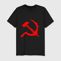 Мужская slim-футболка Sickle and hammer red paint