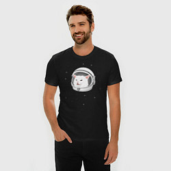 Футболка slim-fit Кот-мем в скафандре, цвет: черный — фото 2