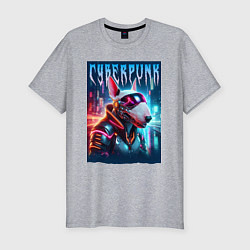 Футболка slim-fit Dude bull terrier - cyberpunk, цвет: меланж