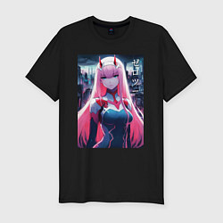 Мужская slim-футболка Darling in the Franxx - zero two - ai art