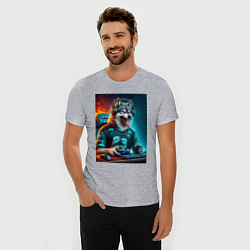 Футболка slim-fit Волчара кибер спортсмен - нейроарт, цвет: меланж — фото 2