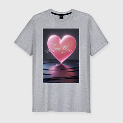 Мужская slim-футболка I love you с сердцем над поверхностью воды