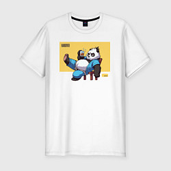 Мужская slim-футболка Panda with beer