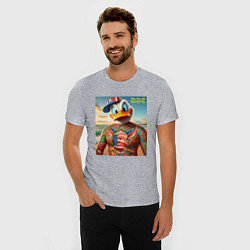 Футболка slim-fit Donald Duck Trump - meme, цвет: меланж — фото 2