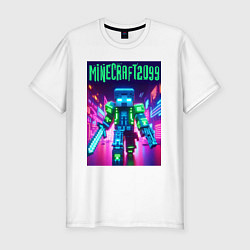 Мужская slim-футболка Minecraft 2099 - neon glow fantasy