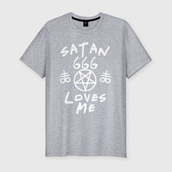 Мужская slim-футболка Satan 666 loves me