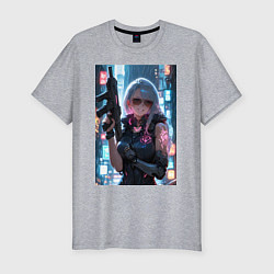 Мужская slim-футболка Наемник в стиле Cyberpunk