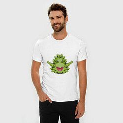 Футболка slim-fit Cartoon monster with spikes green, цвет: белый — фото 2