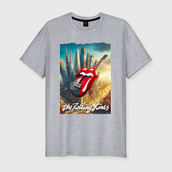 Футболка slim-fit Rolling Stones - logo-guitar, цвет: меланж