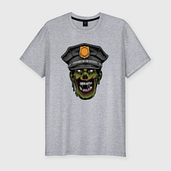 Футболка slim-fit Зомби полицейский, цвет: меланж