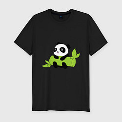 Футболка slim-fit Панда с веткой, цвет: черный