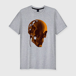 Футболка slim-fit Оранжевый череп в тенях, цвет: меланж