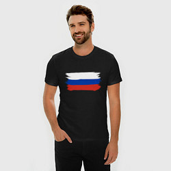Футболка slim-fit Флаг россии нарисованный, цвет: черный — фото 2