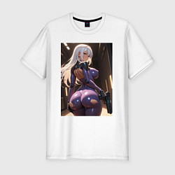 Футболка slim-fit Девушка-киллер с пистолетом, цвет: белый