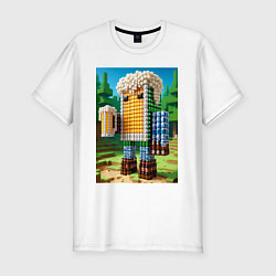 Мужская slim-футболка Beer dude - Minecraft ai art