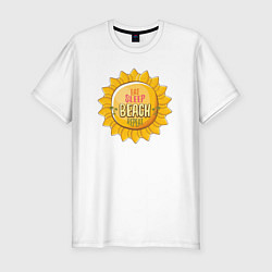 Футболка slim-fit Солнце и пляж, цвет: белый