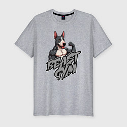 Футболка slim-fit Beast gym dog, цвет: меланж