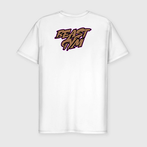 Мужская slim-футболка Beast gym cat / Белый – фото 2