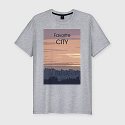 Футболка slim-fit Favorite city с городским пейзажем, цвет: меланж