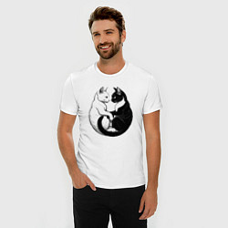 Футболка slim-fit Кот и кошка инь и ян, цвет: белый — фото 2