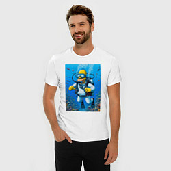 Футболка slim-fit Homer diving - ai art fantasy, цвет: белый — фото 2