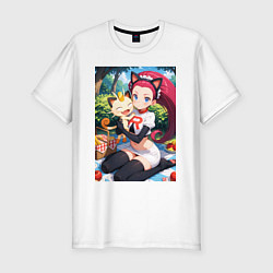 Мужская slim-футболка Джесси и Мяут на пикнике