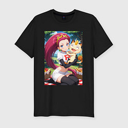 Мужская slim-футболка Джесси и Мяут на пикнике