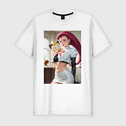 Футболка slim-fit Джесси и Мяут - команда Р: Покемоны, цвет: белый