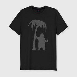 Футболка slim-fit Мишка и пальма, цвет: черный