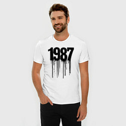 Футболка slim-fit Капающий 1987 год черной краской, цвет: белый — фото 2
