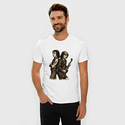 Футболка slim-fit ACDC спинами друк к другу, цвет: белый — фото 2
