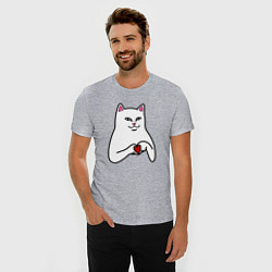 Футболка slim-fit Котик с сердечком в руках, цвет: меланж — фото 2