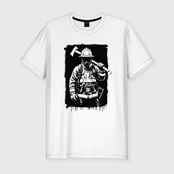 Футболка slim-fit Пожарный с топором, цвет: белый