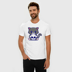 Футболка slim-fit Котик и черепок, цвет: белый — фото 2