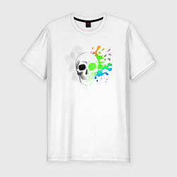 Футболка slim-fit Не стань серой массой - череп, цвет: белый
