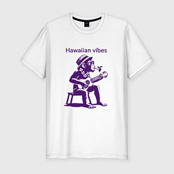 Футболка slim-fit Гавайский вайб-гитара, цвет: белый