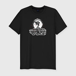 Футболка slim-fit Работа и котик, цвет: черный