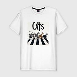 Футболка slim-fit Коты юмор, цвет: белый